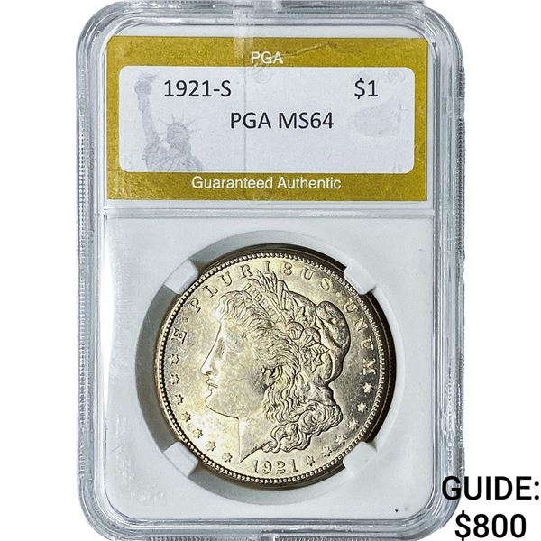 1921-S Morgan Silver Dollar PGA MS64