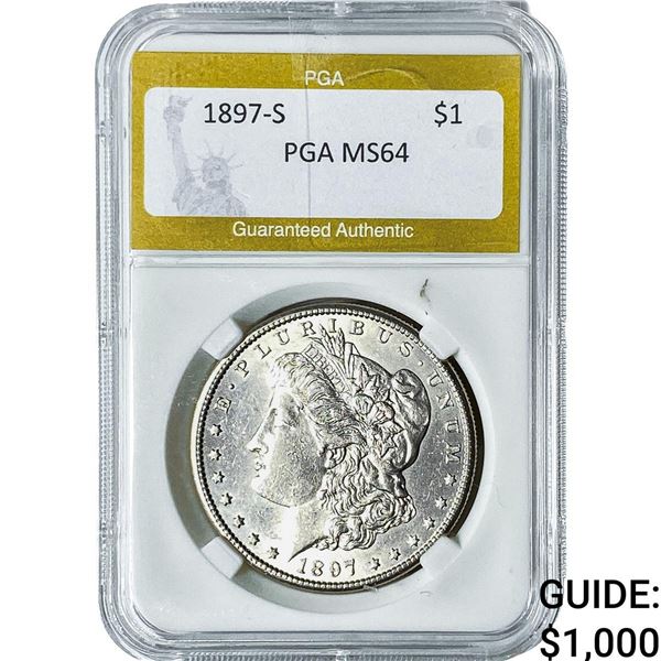 1897-S Morgan Silver Dollar PGA MS64