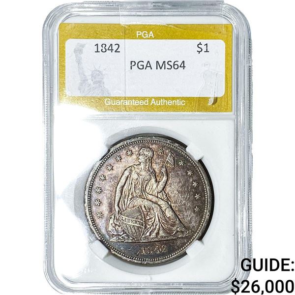 1842 Seated Liberty Dollar PGA MS64