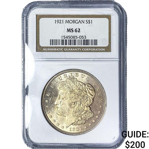1921 Morgan Silver Dollar NGC MS62