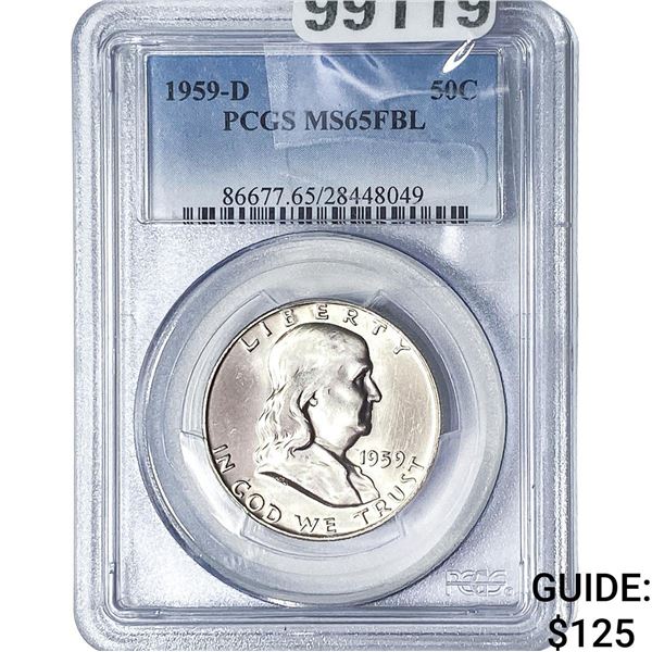 1959-D Franklin Half Dollar PCGS MS65 FBL