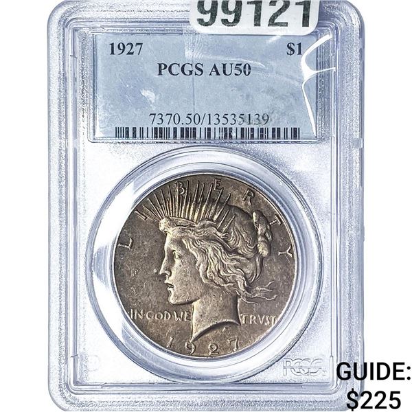 1927 Silver Peace Dollar PCGS AU50