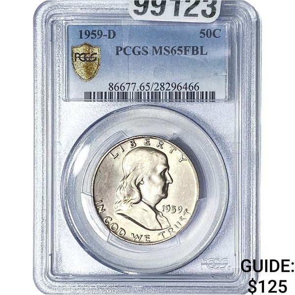 1959-D Franklin Half Dollar PCGS MS65 FBL