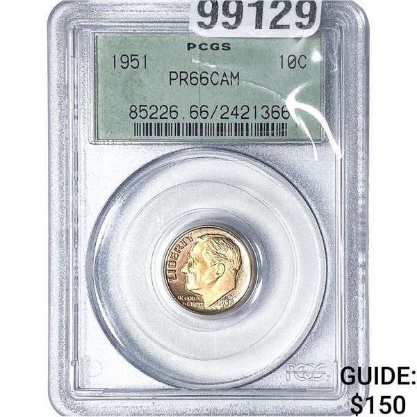 1951 Roosevelt Dime PCGS PR66 CAM
