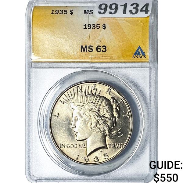 1935 Silver Peace Dollar ANACS MS63