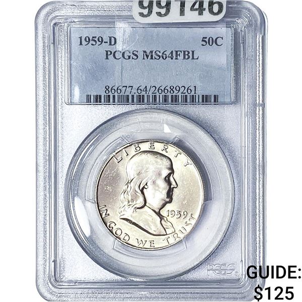 1959-D Franklin Half Dollar PCGS MS64 FBL