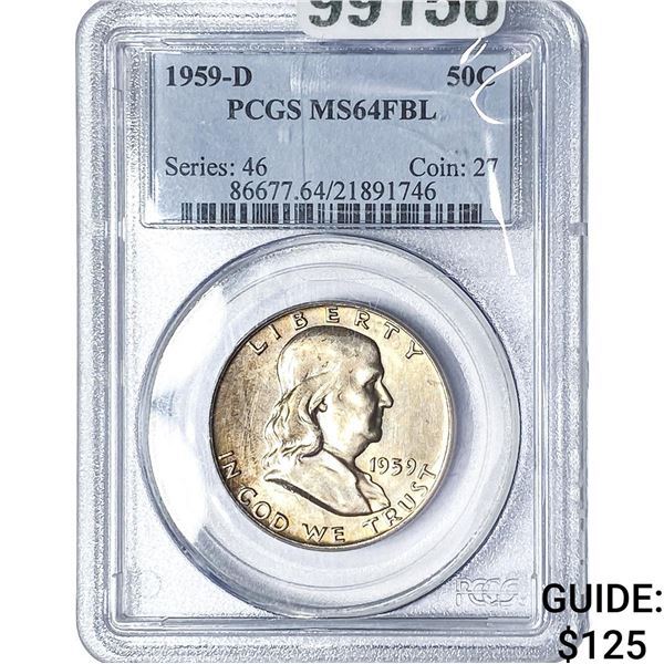 1959-D Franklin Half Dollar PCGS MS64 FBL