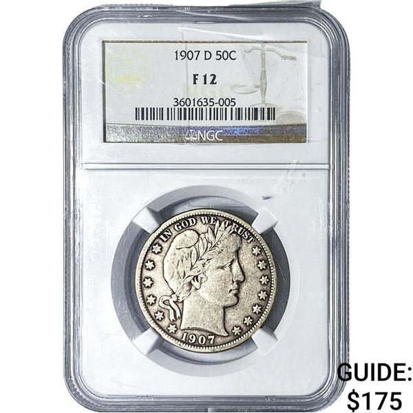 1907-D Barber Half Dollar NGC F12