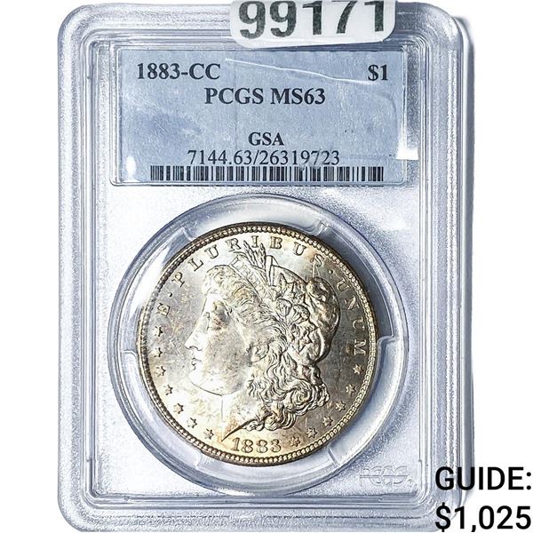 1833-CC Morgan Silver Dollar PCGS MS63 GSA