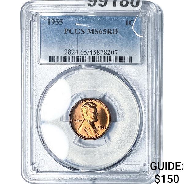 1955 Wheat Cent PCGS MS65 RD