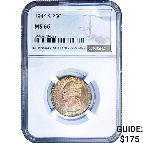 1946-S Washington Silver Quarter NGC MS66