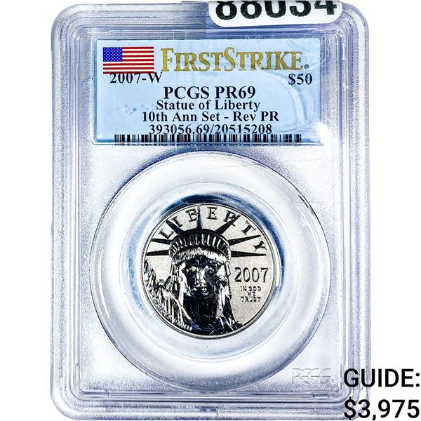 2007-W $50 Statue of Liberty 1/2oz PCGS PR69