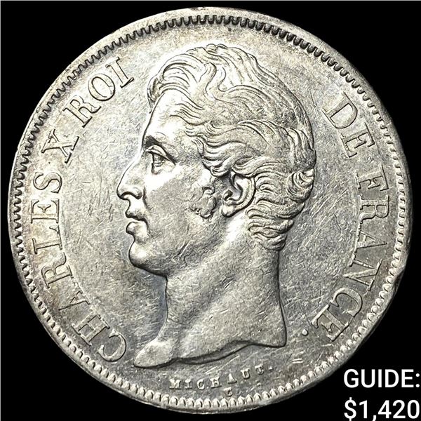 1828 W France Charles X Silver 5 Francs