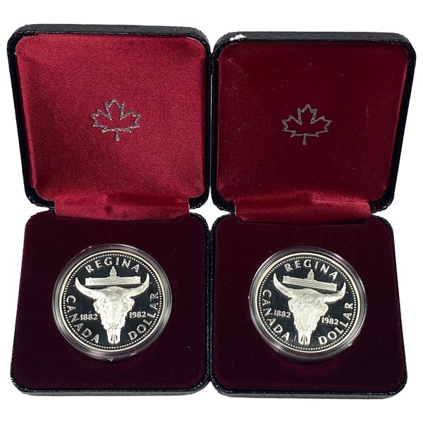 [2]1982 Canada Silver Dollars w/Box .375oz Silver