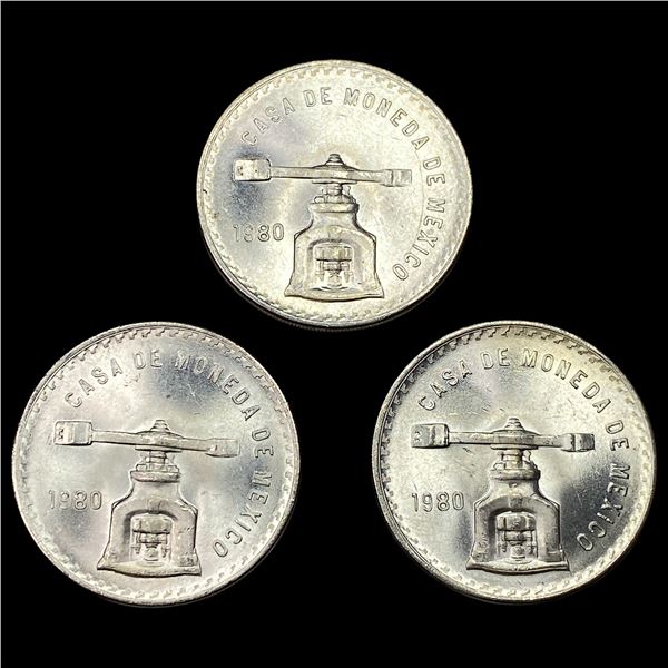 [3] 1980 Mexico 1oz Silver Onza Lot