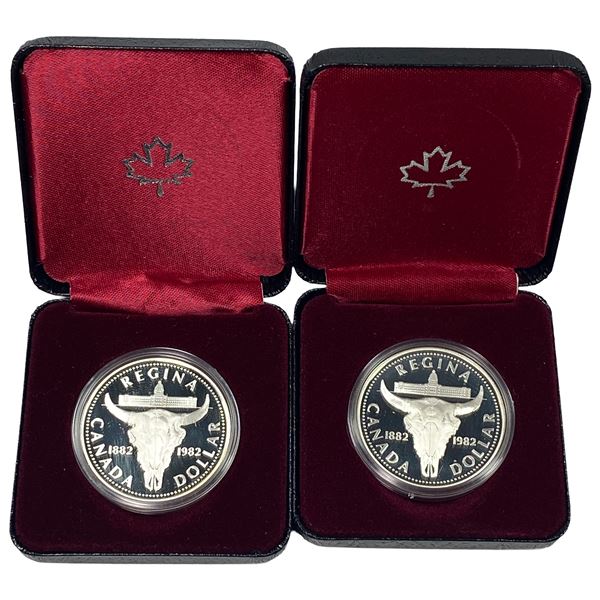 [2]1982 Canada Silver Dollars w/Box .375oz Silver