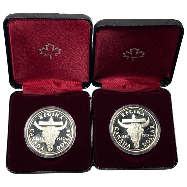 [2]1982 Canada Silver Dollars w/Box .375oz Silver