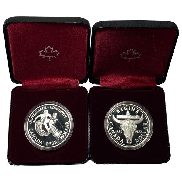 [2]1982-1983 Canada Silver Dollars w/Box .375oz Silver
