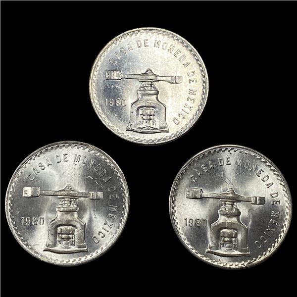 [3] 1980 Mexico 1oz Silver Onza Lot