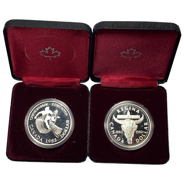 [2]1982-1983 Canada Silver Dollars w/Box .375oz Silver