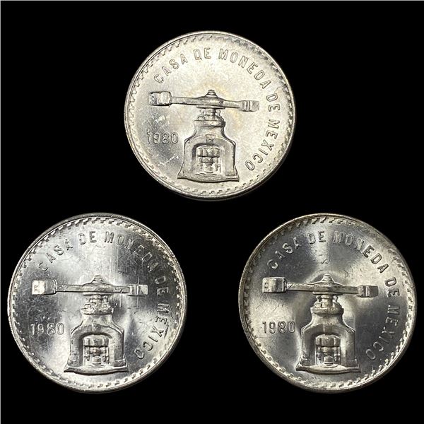 [3] 1980 Mexico 1oz Silver Onza Lot