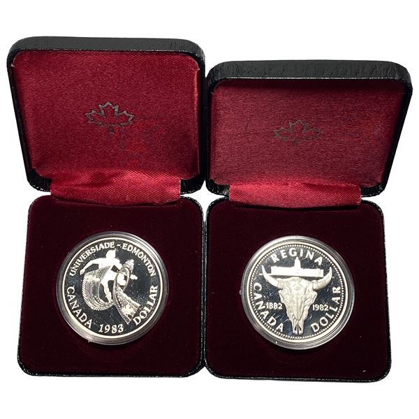[2]1982-1983 Canada Silver Dollars w/Box .375oz Silver
