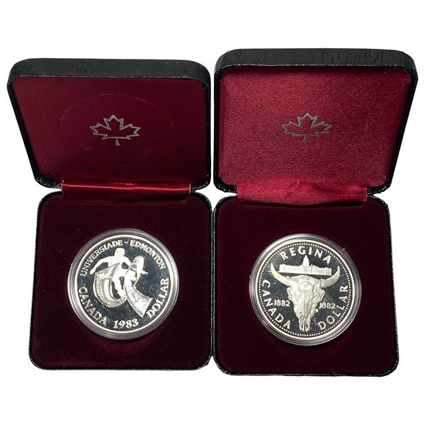 [2]1982-1983 Canada Silver Dollars w/Box .375oz Silver