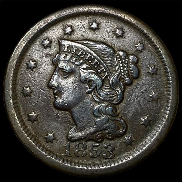 1853 BN Braided Hair Large Cent NEARLY  UNCIRCULATED