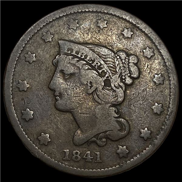 1841 Braided Hair Large Cent LIGHTLY  CIRCULATED