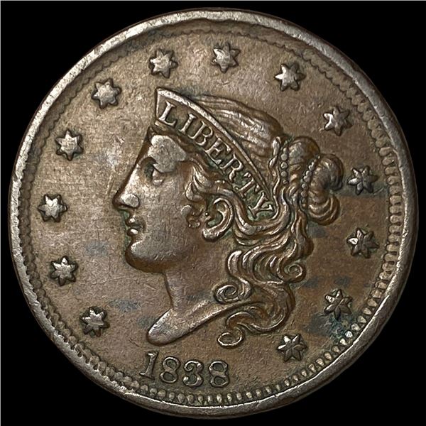 1838 Coronet Head Large Cent CHOICE AU