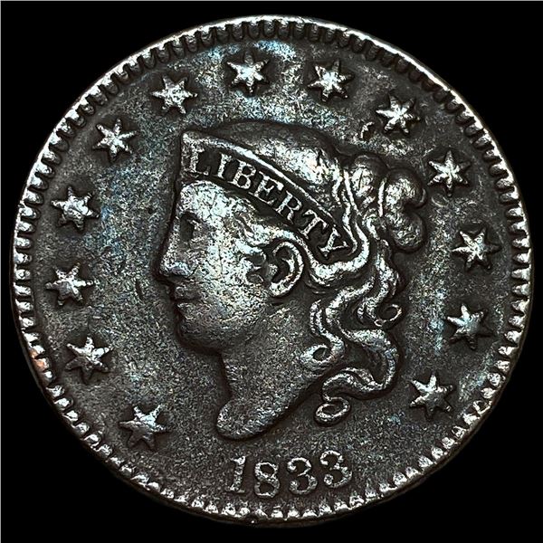 1833 Coronet Head Large Cent NEARLY  UNCIRCULATED