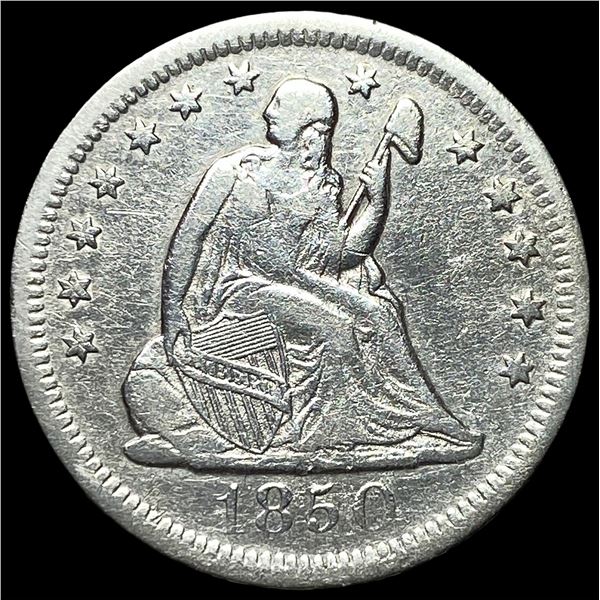 1850-O Silver Seated Liberty Quarter NEARLY  UNCIRCULATED
