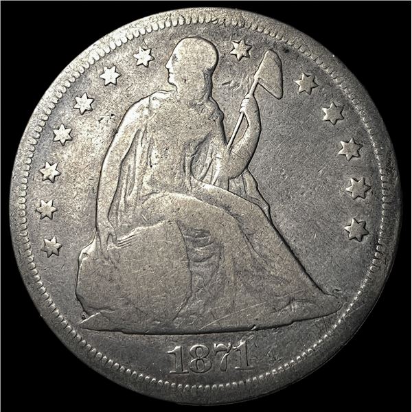 1871 Silver Seated Liberty Dollar LIGHTLY  CIRCULATED
