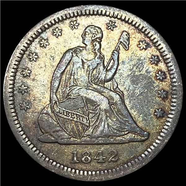 1842-O Silver Seated Liberty Quarter CHOICE  AU