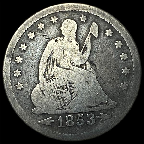 1853 Arrows/Rays Seated Liberty Silver  Quarter NICELY CIRCULATED