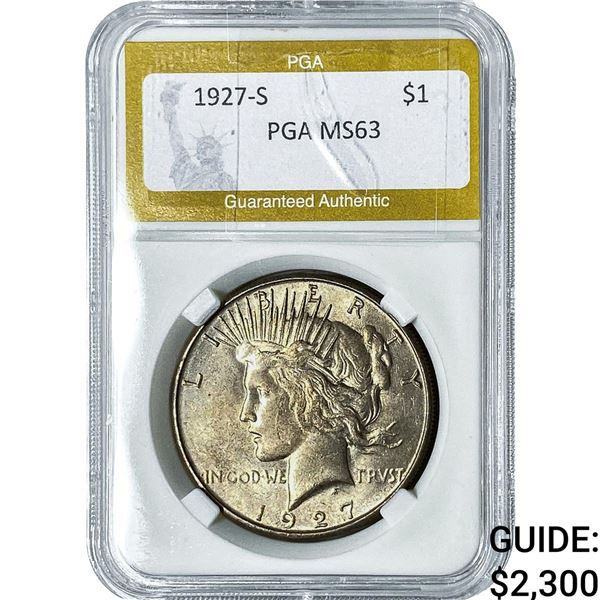 1927-S Silver Peace Dollar PGA MS63