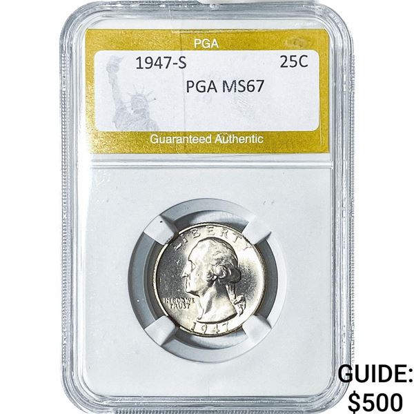 1947-S Washington Silver Quarter PGA MS67