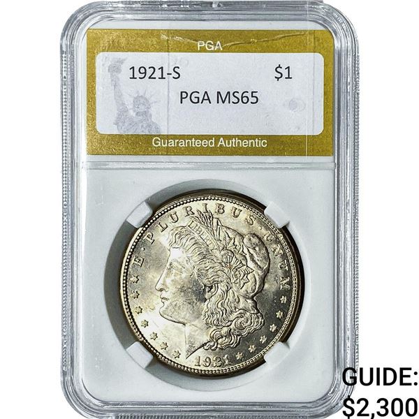 1921-S Morgan Silver Dollar PGA MS65