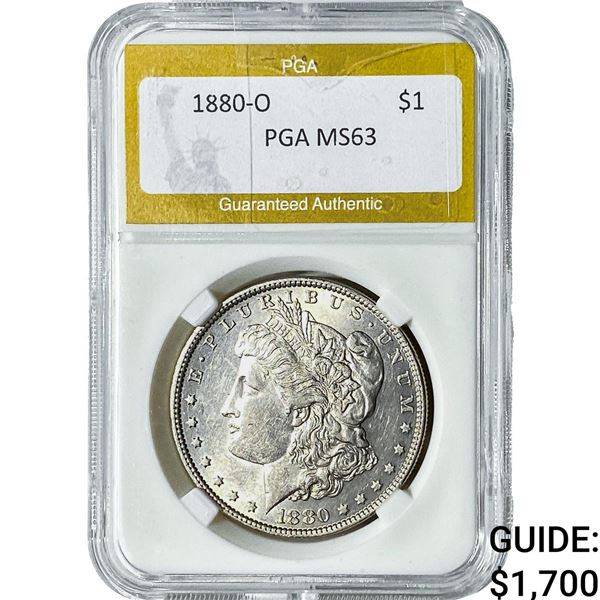 1880-O Morgan Silver Dollar PGA MS63