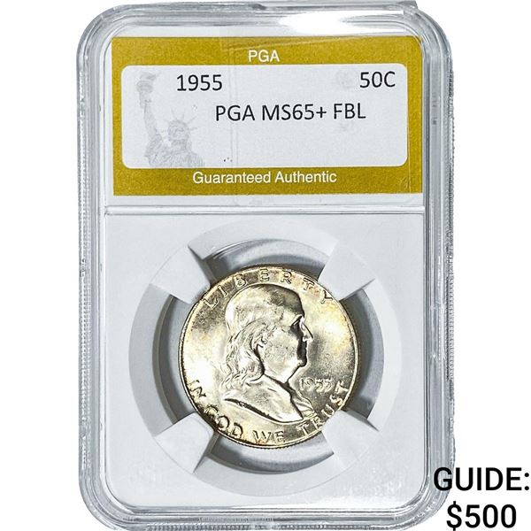 1955 Franklin Half Dollar PGA MS65+FBL