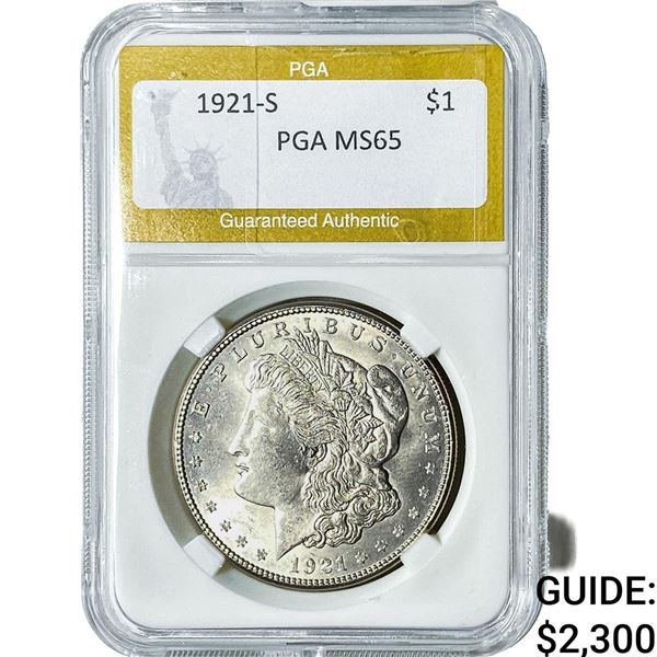 1921-S Morgan Silver Dollar PGA MS65