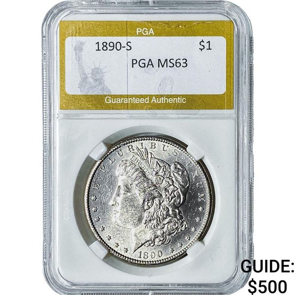 1890-S Morgan Silver Dollar PGA MS63