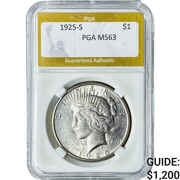 1925-S Silver Peace Dollar PGA MS63