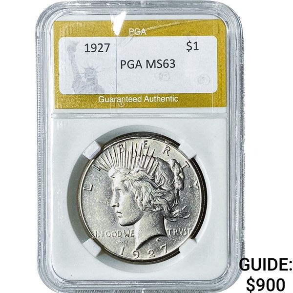 1927 Silver Peace Dollar PGA MS63