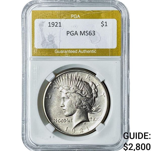 1921 Silver Peace Dollar PGA MS63