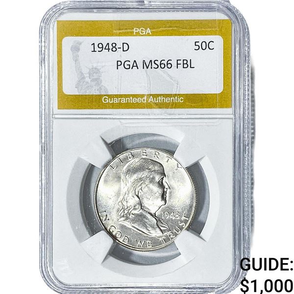 1948-D Franklin Half Dollar PGA MS66FBL