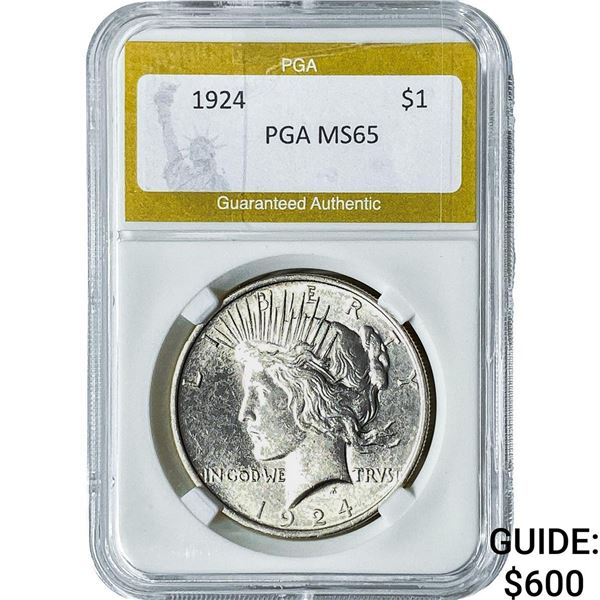 1924 Silver Peace Dollar PGA MS65