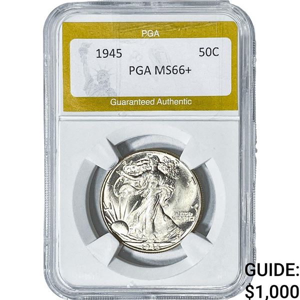 1945 Walking Liberty Half Dollar PGA MS66+