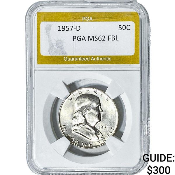 1957-D Franklin Half Dollar PGA MS62FBL