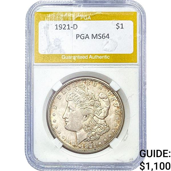 1921-D Morgan Silver Dollar PGA MS64